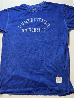 Elizabeth City State University DISTRESSED T-Shirt L Blue SOFT Cotton Tee*